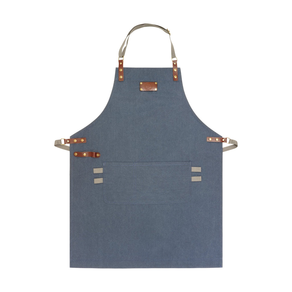 Koch- und Grillschürze in Blau, Vorderansicht